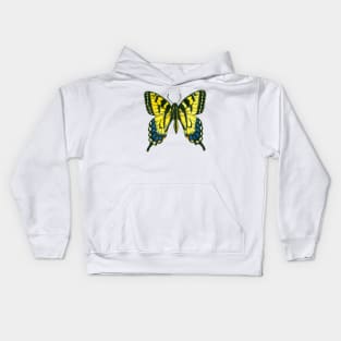 Tiger swallowtail butterfly watercolor and ink art Kids Hoodie
